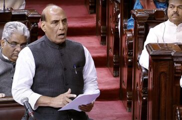 Rajnath Singh delivers a statement in Rajya Sabha during the Winter Session of Parliament