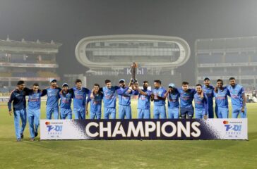 Indian team with the trophy