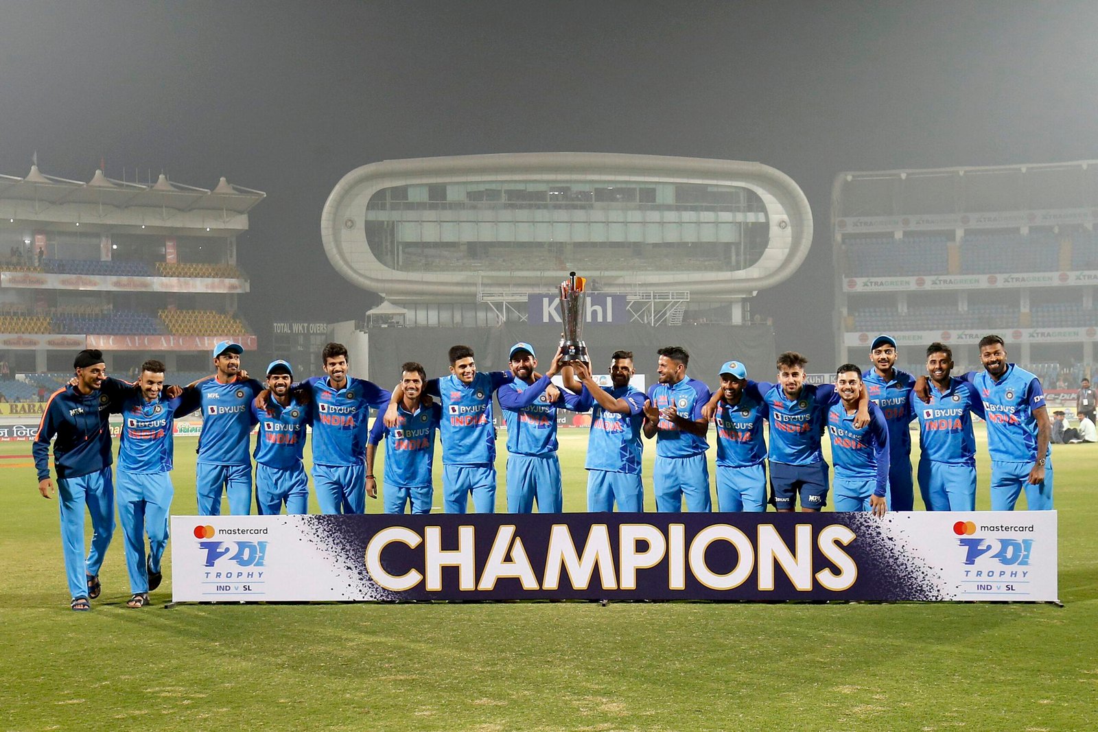 Indian team with the trophy
