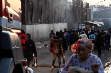 A fire breaks out in a building in Johannesburg, South Africa