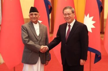 Prime Minister Oli welcomed by Chinese counterpart Jiang