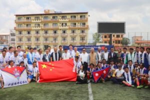 Friendly football match between Everest climbers concludes