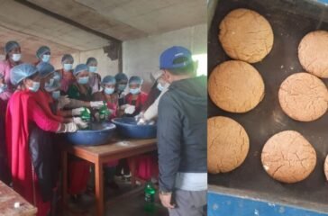 Women from Duragaun making biscuits from koda flour