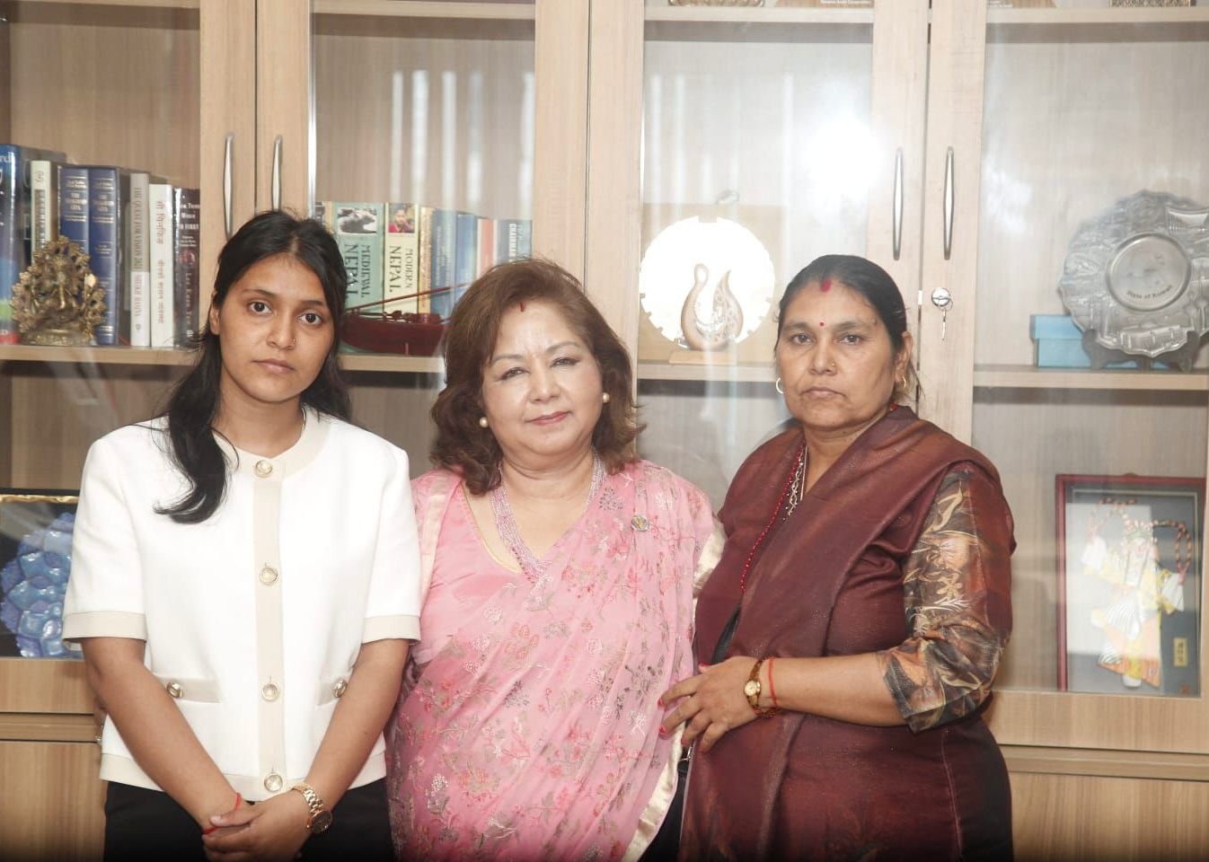 Bipin Joshi's mother and sister thank Minister Rana Bipin Joshi's mother and sister thank Minister Rana