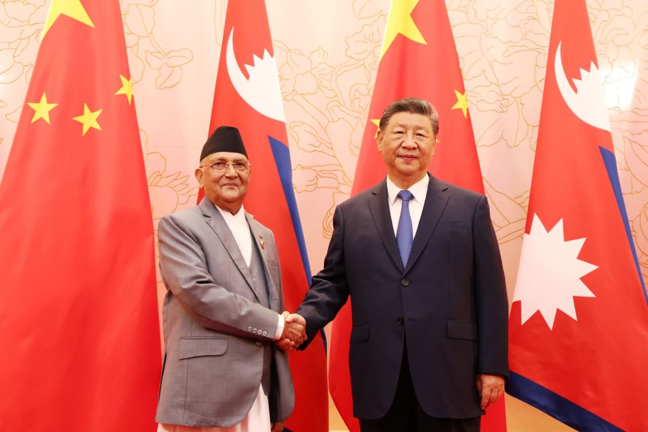 Meeting between Prime Minister Oli and Chinese President