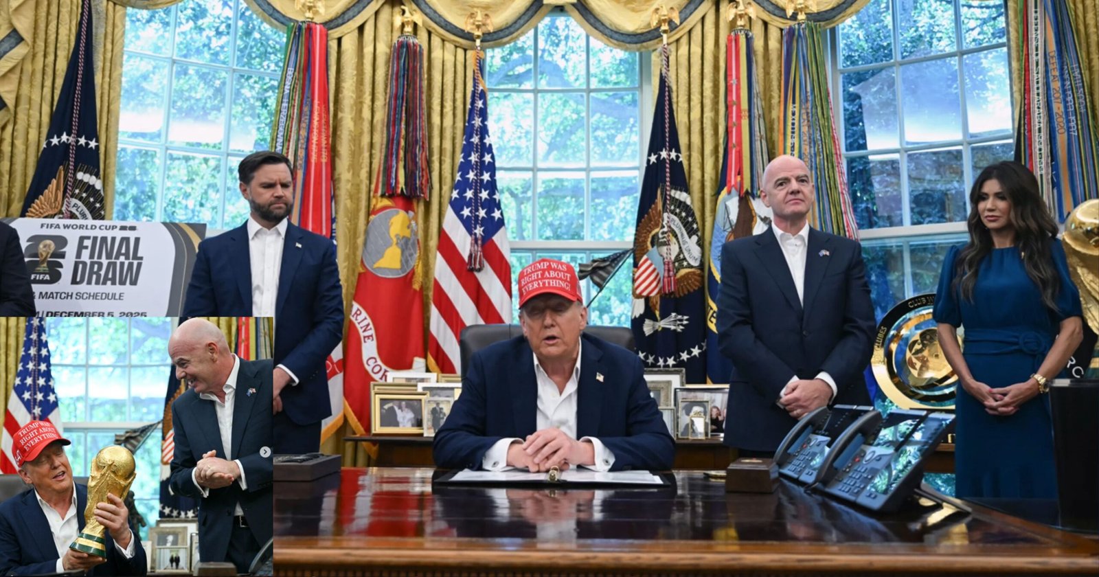 US President Trump with the FIFA trophy US President Trump with the FIFA trophy