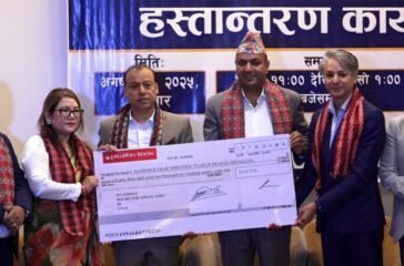 High-level committee hands over Rs 8.3 million to NRNA led by Mahesh Shrestha
