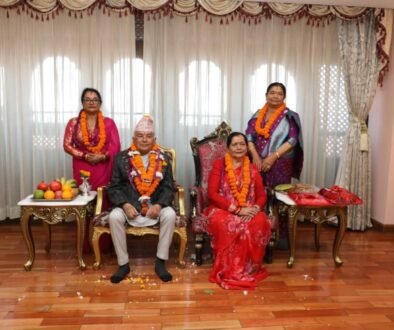 President Poudel receives Tihar tika from sisters in good wishes President Poudel receives Tihar tika from sisters in good wishes