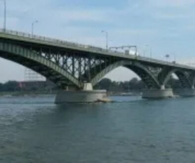 The Peace Bridge border crossing from Buffalo, New York to Fort Erie, Ontario.