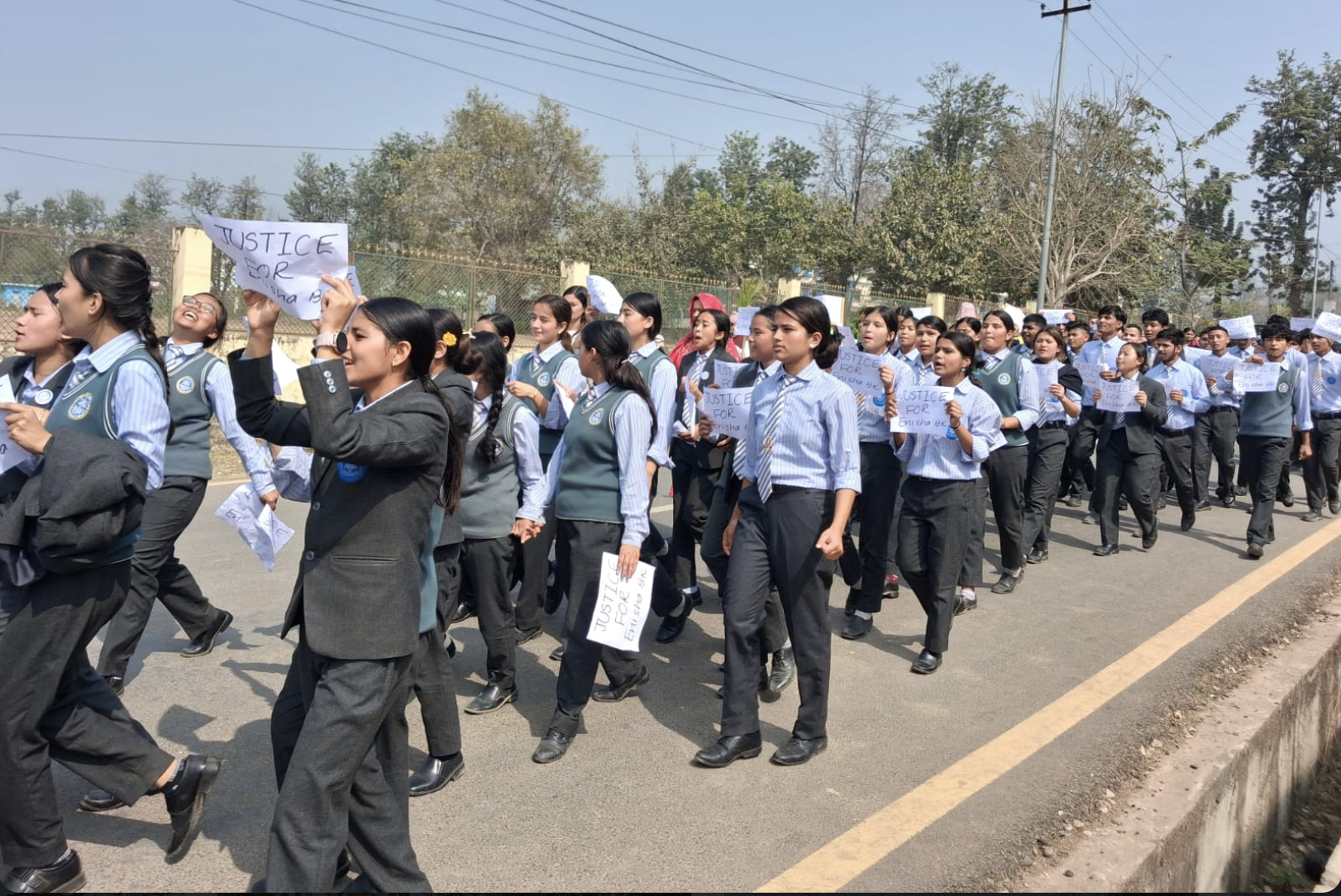 Students protest demanding justice for Inisha